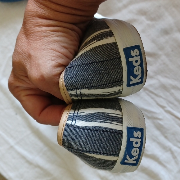 Keds Women's Champion Striped Casual Sneakers, gray stripe, tan trim,  7.5 - Picture 5 of 6